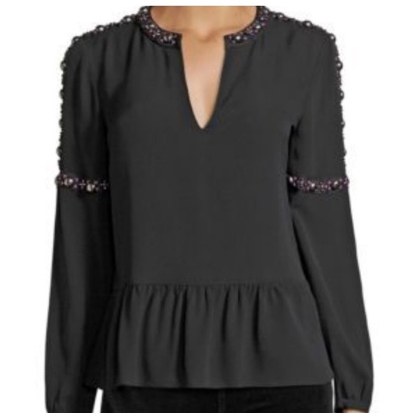 Tory Burch Tops - Tory Burch Black Beaded Blouse   Size 2 ( small)